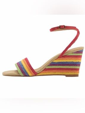 Jeffrey Campbell On-Board Rainbow Strappy Espadrille Wedge Sandals